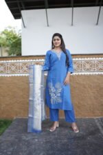 Azure Bloom Embroidered