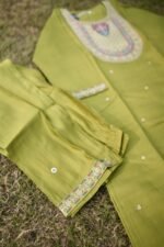 Olive Grace Embroidered Silk Kurta Set - Image 5