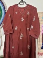Rust Serenity Hand-Embroidered Kurta Set - Image 4