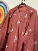 Rust Serenity Hand-Embroidered Kurta Set - Image 5