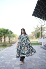 Black Pure Cotton 60×60 Anarkali Set with Kota Doriya Dupatta - Image 5