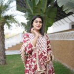 Maroon Leaf 100% Pure Cotton 60×60 Anarkali Set