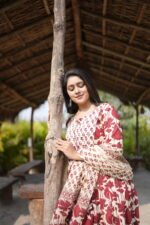Maroon Leaf 100% Pure Cotton 60×60 Anarkali Set - Image 5